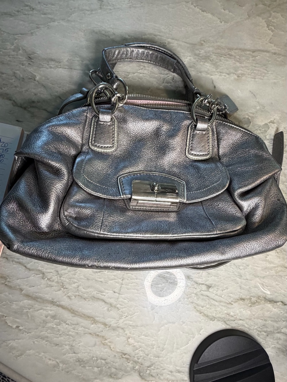Coach Metallic Silver Top-Handle Satchel